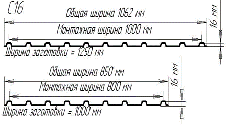 Профлист С 16 0,50 6 х 1,05/1,00